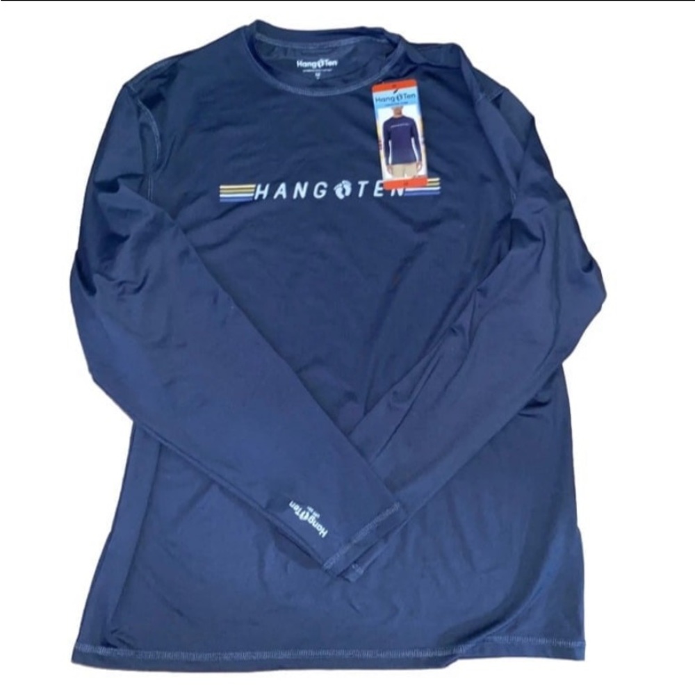 Men's Hang Ten Long Sleeve Sun Tee Shirt Dark Blue Size Medium. NWT.